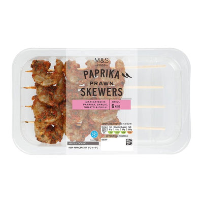 M&S M&S Konge reker Spyd med Chili, Hvitløk & Paprika Sjømat Spyd 115g- Kjøp online hos McGrocer