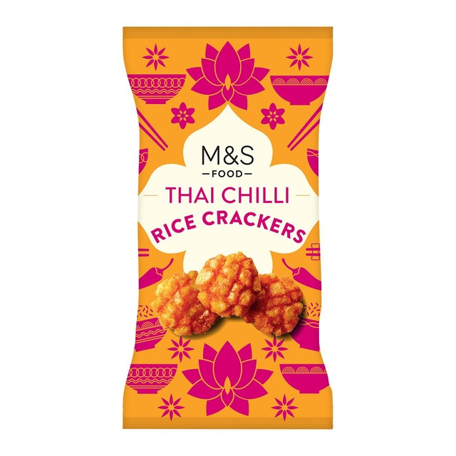 M&S Thai Chilli Rice Crackers 150g, imported from the UK