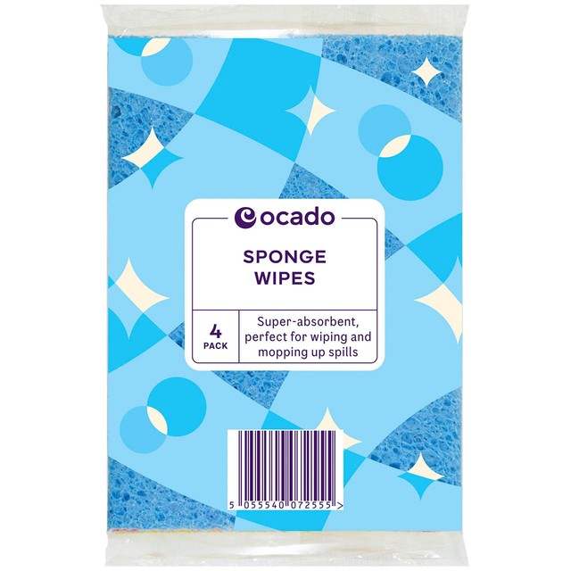 Ocado sponge wipes 4 pack, imported from the UK