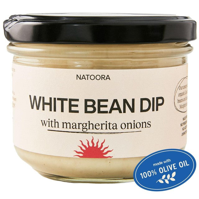 Natoora white bean dip with Margherita onions 185g, imported from the UK