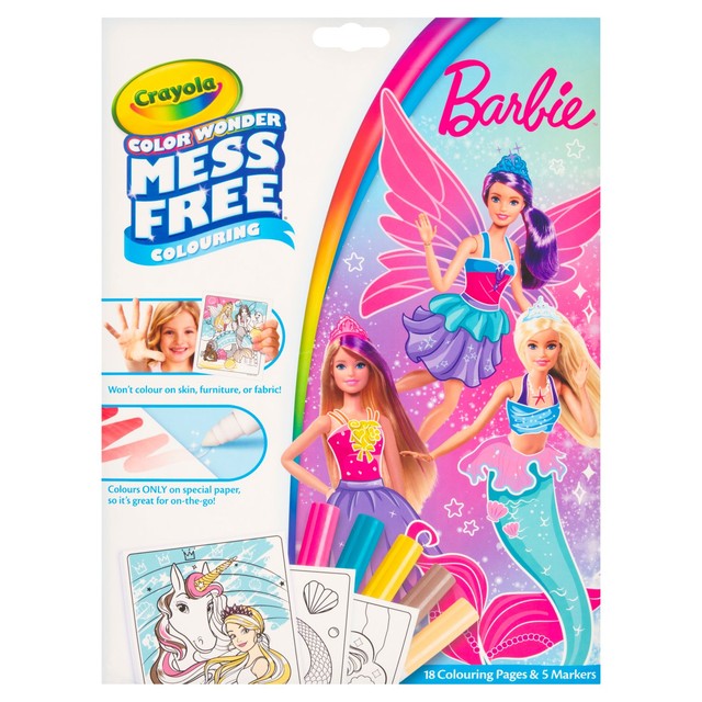 Crayola Barbie Colour Wonder mess-free colouring set with 18 pages and 5 markers - British product