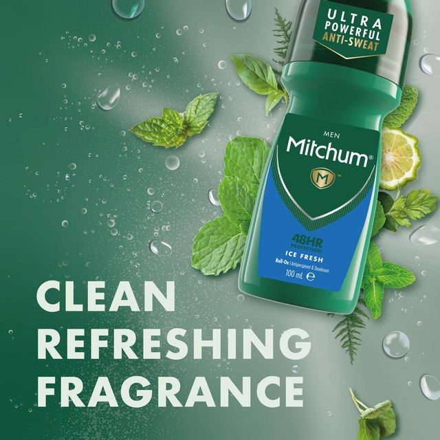 Mitchum Roll-On Deodorant Anti-Perspirant Ice Fresh 100ml, imported from the UK