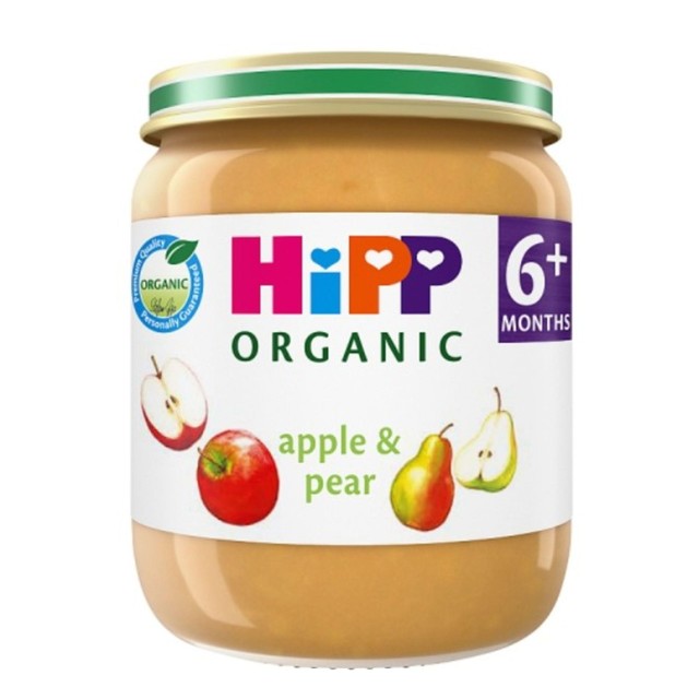 HiPP Organic apple and pear baby food jar 125g - British product
