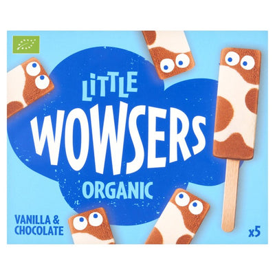 Wowsers Bio-Eis am Stiel: Vanille & Schokolade, 5 x 65 ml