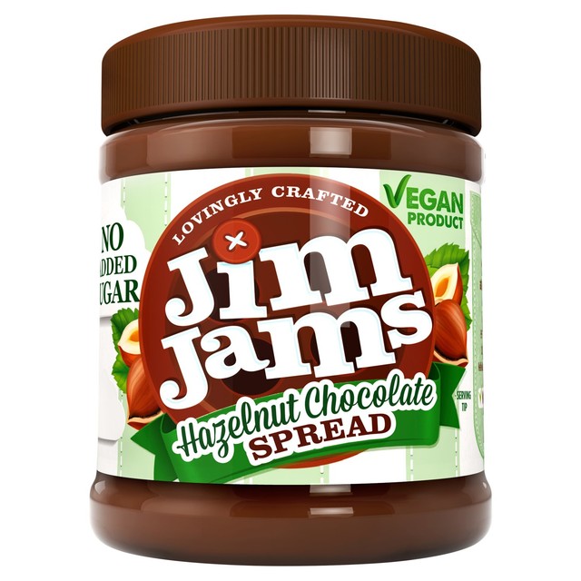 JimJams vegan hazelnut chocolate spread no added sugar, UK version
