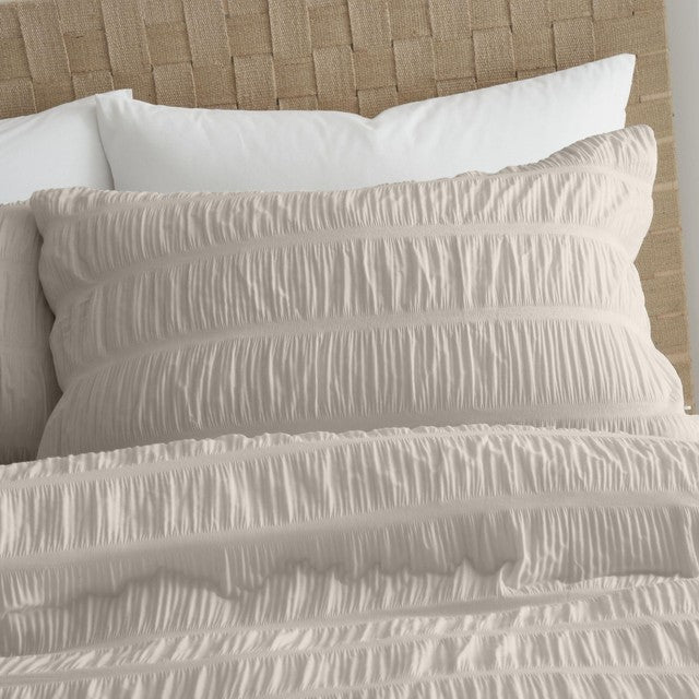 Catherine Lansfield Seersucker Natural Double Duvet Set - British product