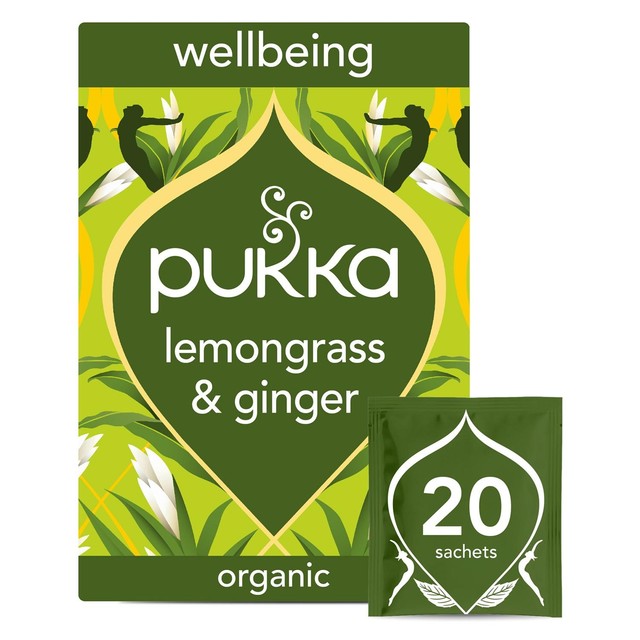Pukka lemongrass and ginger herbal tea x20 tea bags imported from the UK
