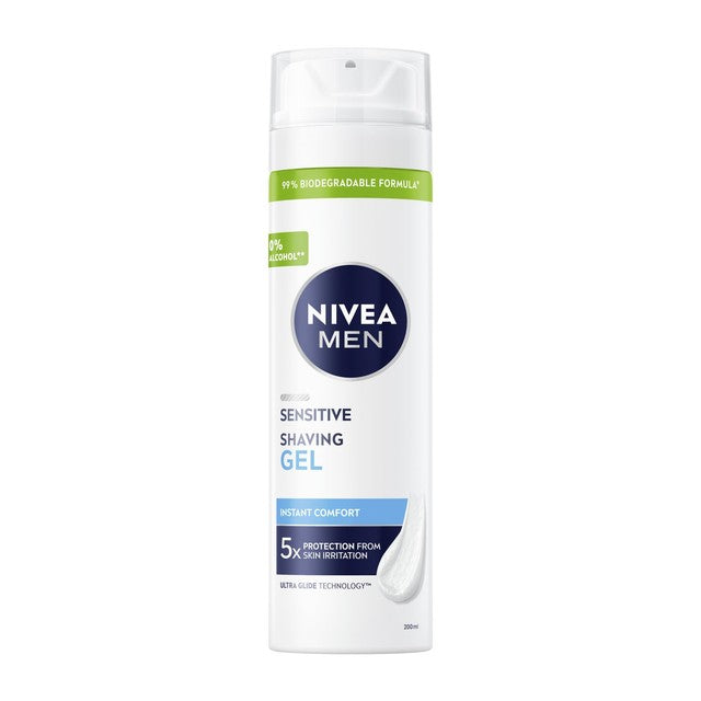 Nivea sensitive shaving gel with 0% alcohol 200ml, imported from the UK