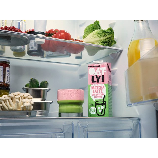 Oatly strawberry matcha latte oat drink - British product