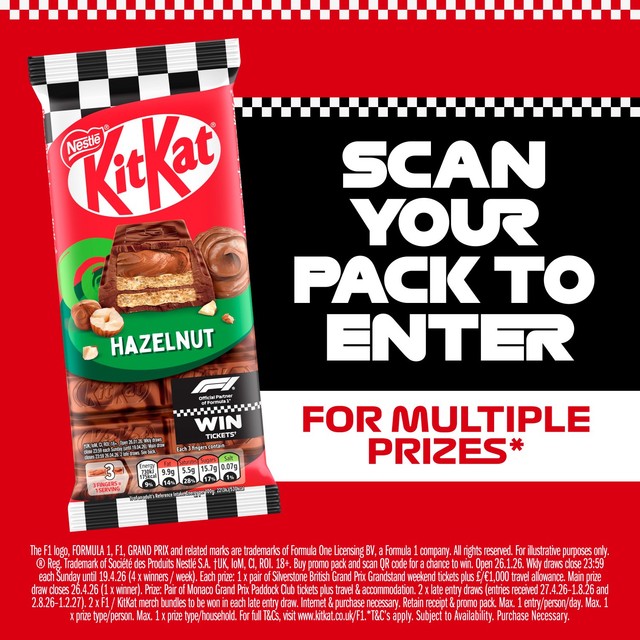 Kit Kat hazelnut chocolate bar 99g, UK version