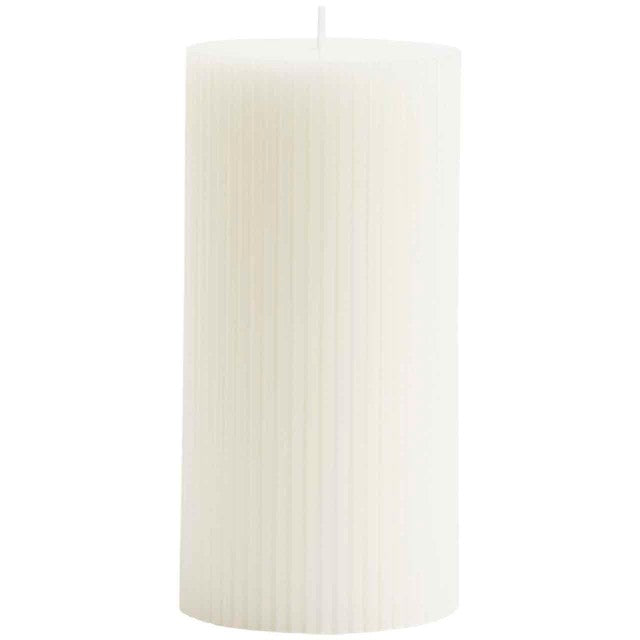 M&S ridged pillar candle white (British brand)