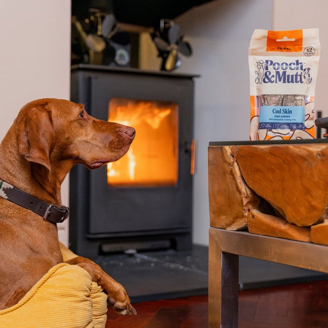Pooch & Mutt long-lasting fish hide chews 90g, imported from the UK