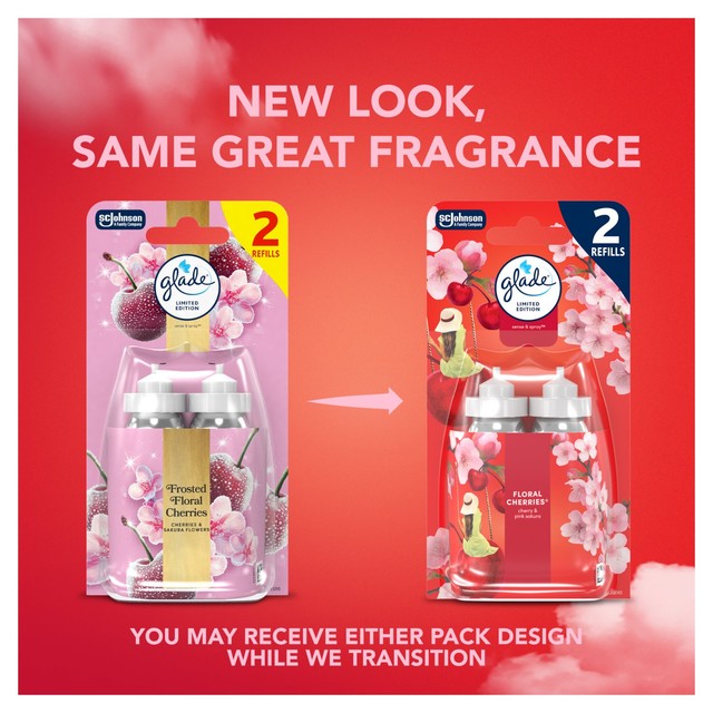 Glade air freshener refill Floral Cherries 2 x 18ml, UK version