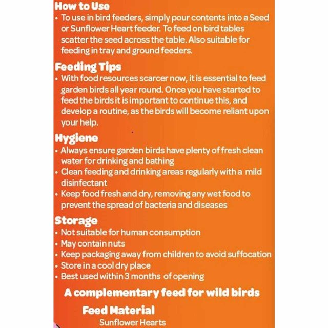 Peckish sunflower hearts bird food 2kg, imported from the UK