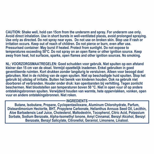 Vaseline Active Fresh anti-perspirant deodorant spray 250ml (British brand)