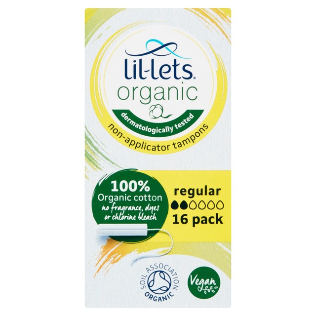 Lil-lets Organic Non-Applicator Regular Tampons 16 pack, UK version