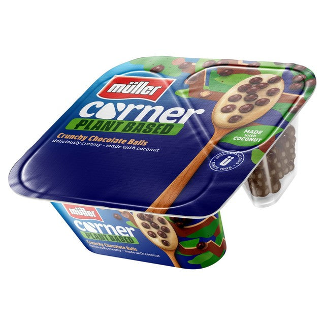 Muller Corner plant based vanilla chocolate balls yogurt 125g, imported from the UK