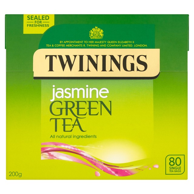 Twinings jasmine green tea teabags, imported from the UK