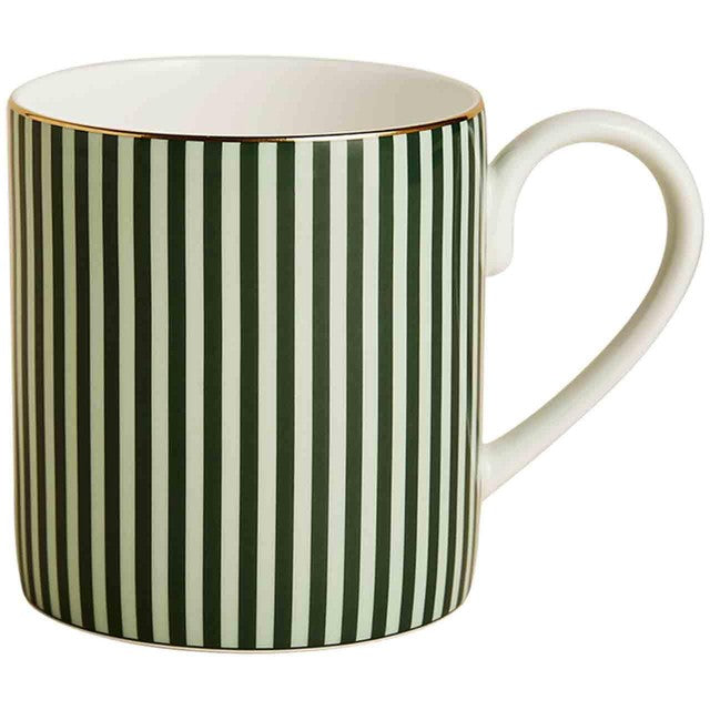 M&S Hampton Stripe green bone china mug, 9cm tall, UK version