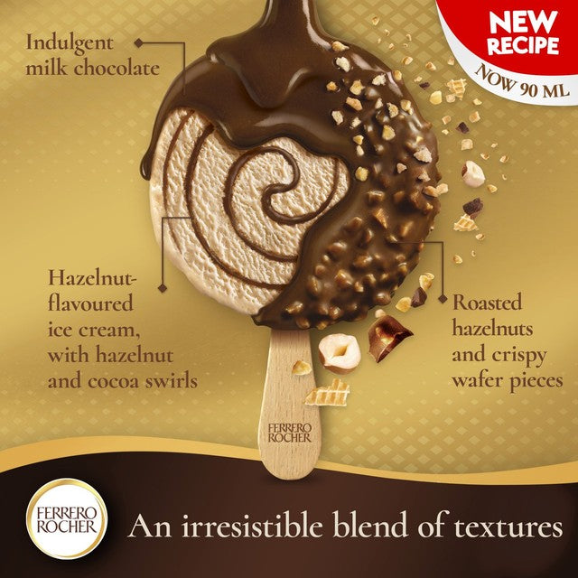 Ferrero Rocher hasselnøttispinner 3 x 70 ml - britisk produkt