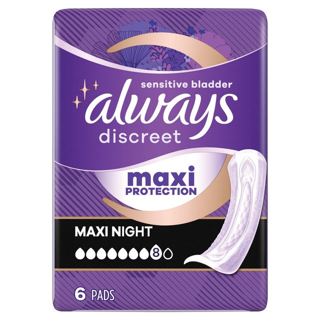 Always Discreet Ultimate Night Incontinence Pads 6 pack - British product