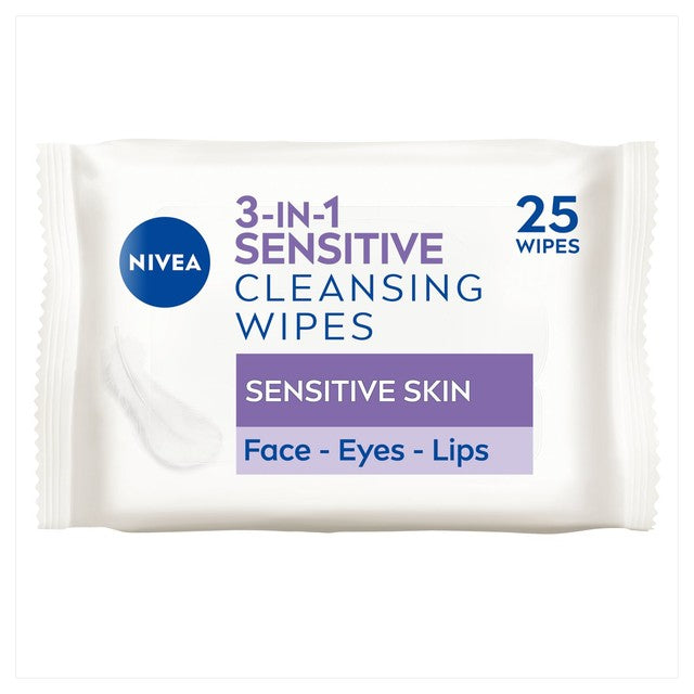 Nivea sensitive cleansing face wipes 25 pack, imported from the UK