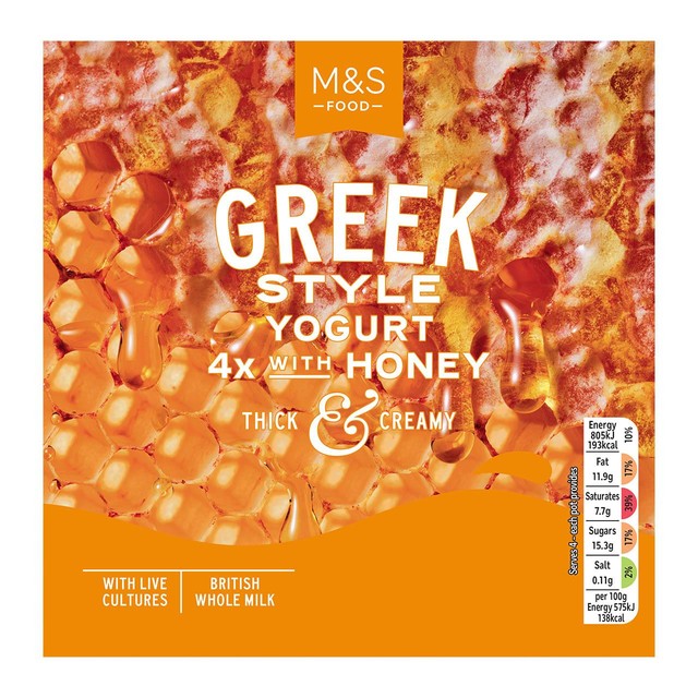 M&S Greek yogurt with honey 4x140g, imported from the UK