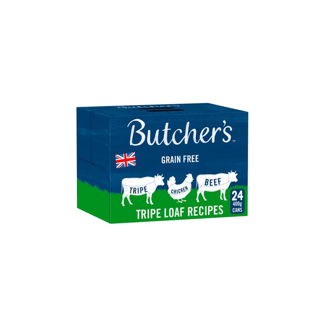 Butcher's tripe loaf dog food variety pack 24 x 400g - British product