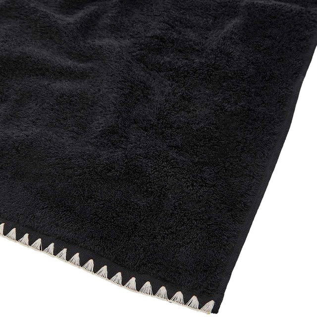 M&S pure cotton blanket stitch bath sheet black mix - British product