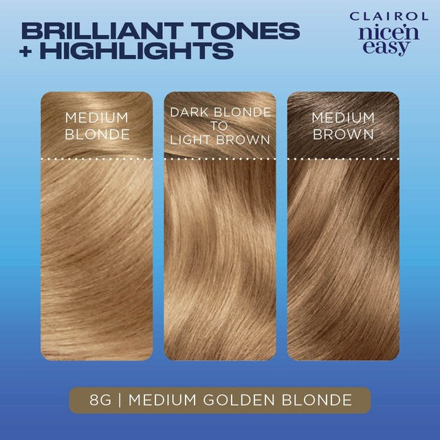 Clairol Nice'n Easy hair dye 8G Medium Honey Blonde - British product