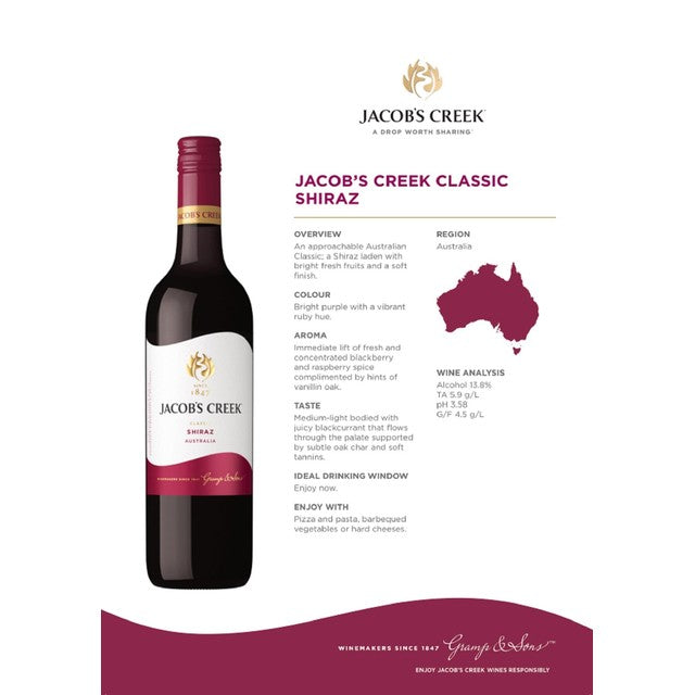 Jacob's Creek Shiraz red wine 75cl, UK version