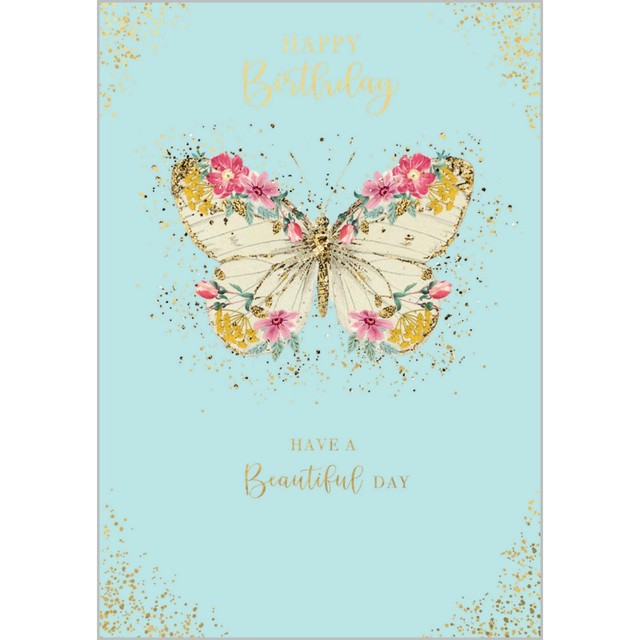 Abacus Papillon Birthday Card 12.6cm x 17.9cm, imported from the UK