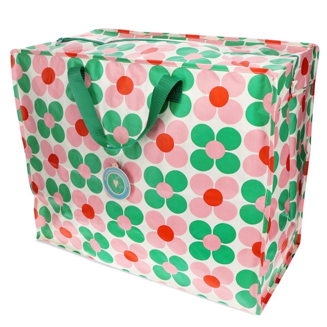 Rex London jumbo storage bag with pink and green flowers, imported from the UK
