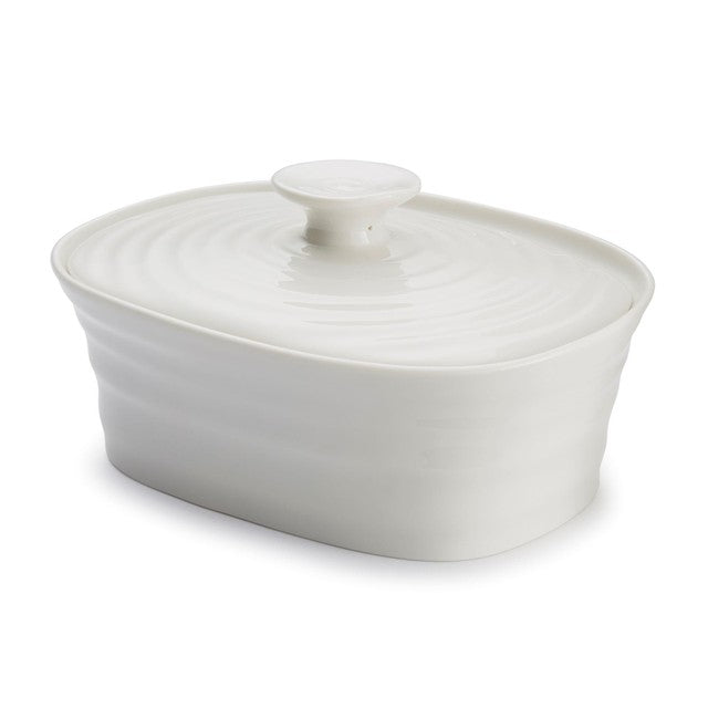 Sophie Conran white porcelain butter dish with cover, 15.5cm x 12cm (British brand)