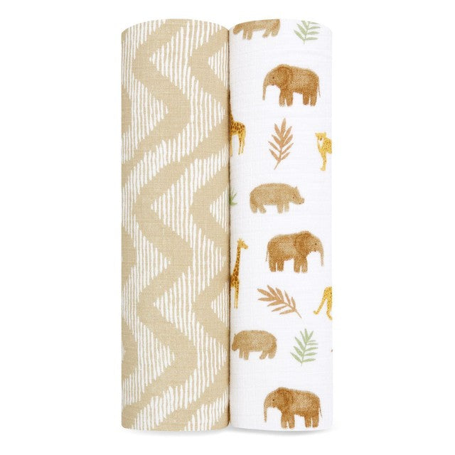 Aden+Anais cotton muslin swaddle blanket Tanzania 2 pack - British product