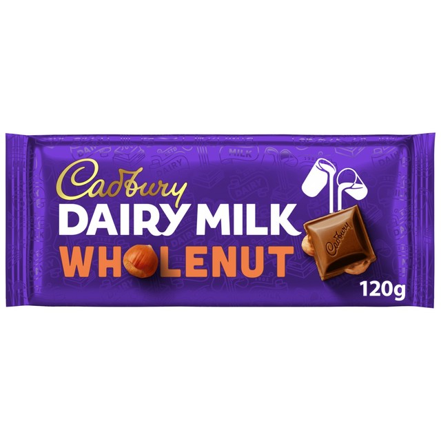 Cadbury Dairy Milk whole nut chocolate bar 120g - British product