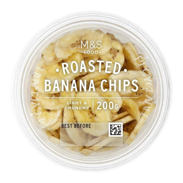 M&S roasted banana chips 200g, imported from the UK