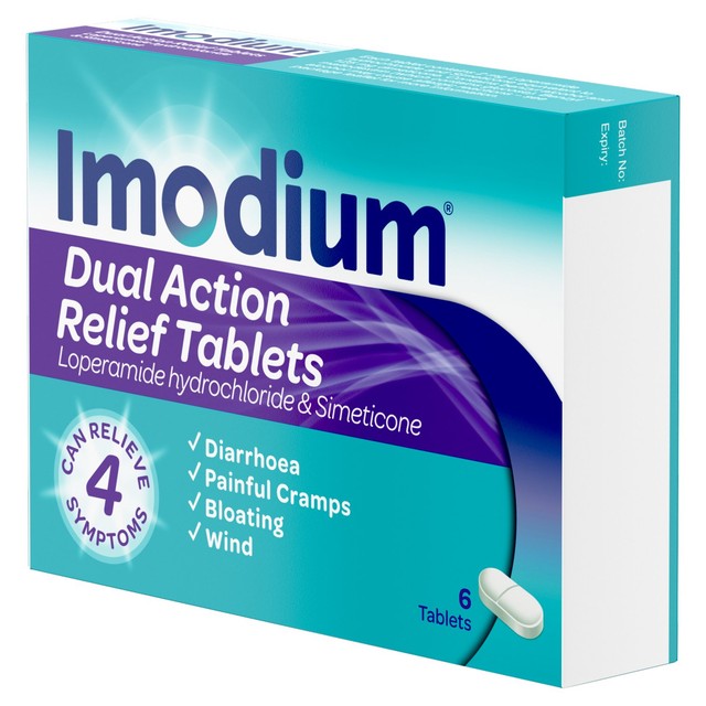 Imodium Dual Action Relief Tablets 6 Tablets, UK version
