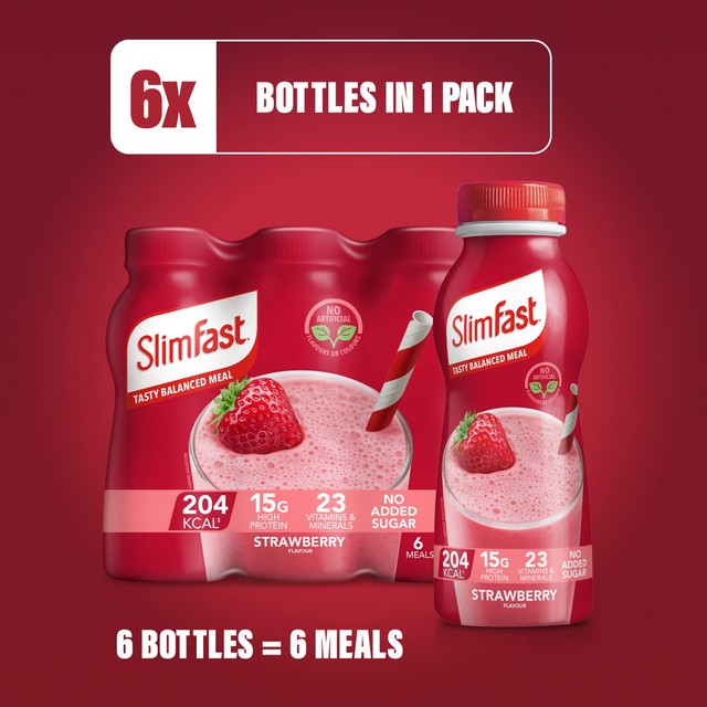 SlimFast strawberry meal replacement milkshake multipack 6 x 325ml (British brand)