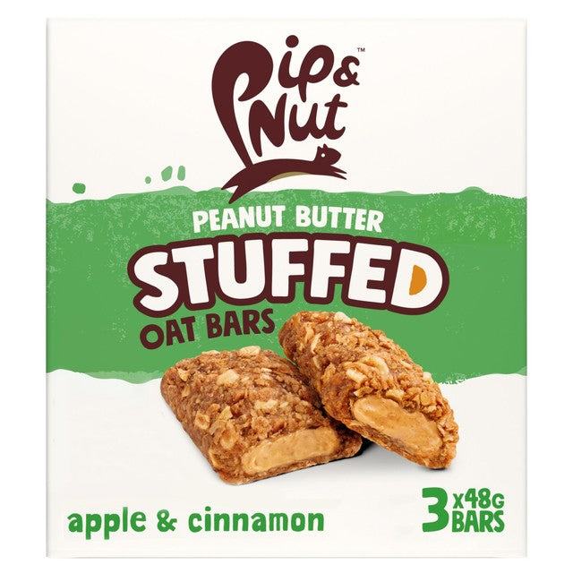 Pip & Nut apple cinnamon oat bar 3x48g, imported from the UK