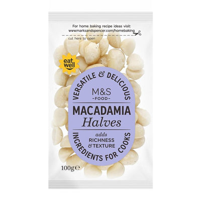 M&S Macadamiahalvdeler Macadamianøtter 100g