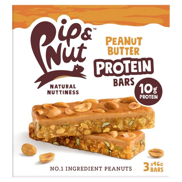 Pip & Nut Protein Peanut Butter Bars 3-pack, imported from the UK