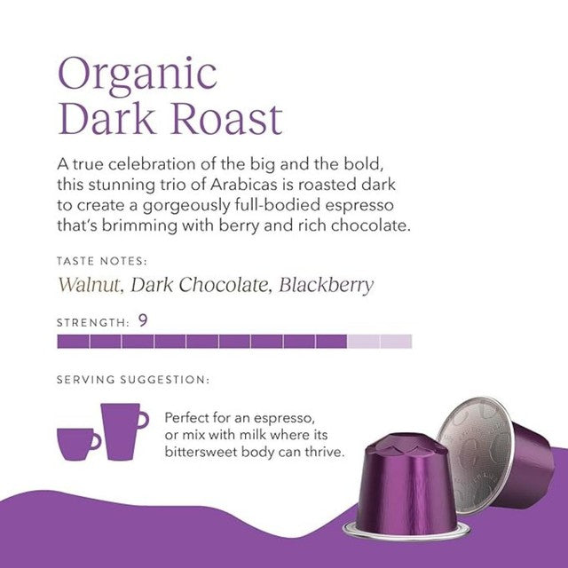 Cru Kafe Dark Roast coffee pods 10s - British product