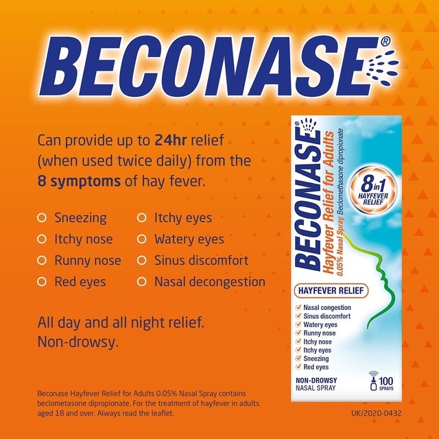 Beconase hayfever relief nasal spray for adults - British product
