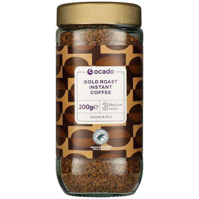 Ocado Gold Roast Instant Coffee 200g, imported from the UK