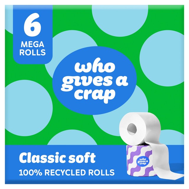 Who Gives a Crap recycled toilet paper Classic Soft mega rolls 6 pack (British brand)