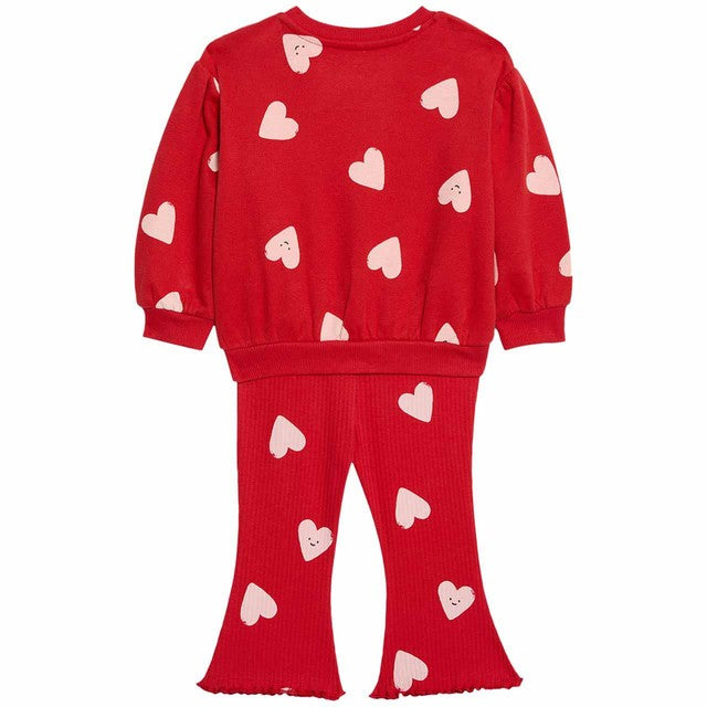 M&S baby heart print sweat outfit red, imported from the UK