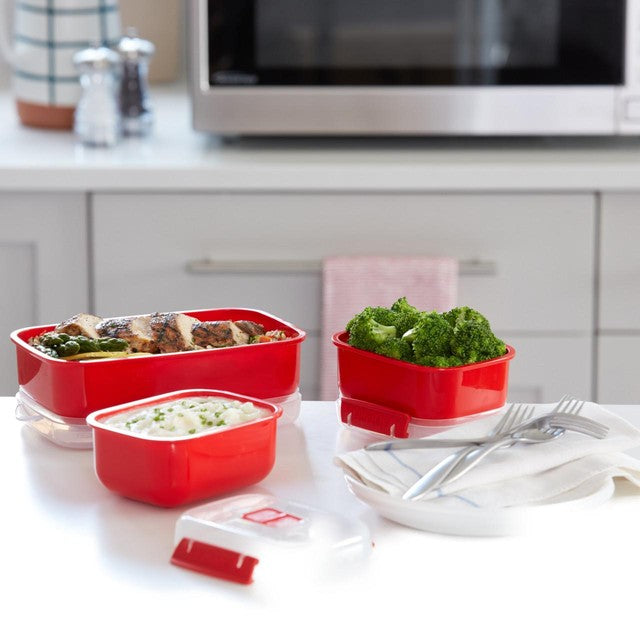 Sistema microwave heat and eat container set 3 pack with 2 x 525ml and 1 x 1.25L containers (British brand)