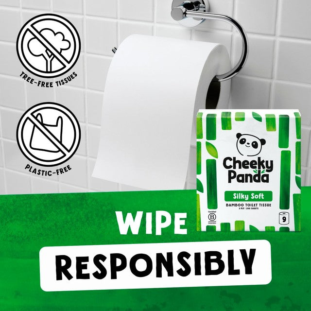 The Cheeky Panda Natural 3-Ply Bamboo Toilet Tissue 9 Roll Pack - British product