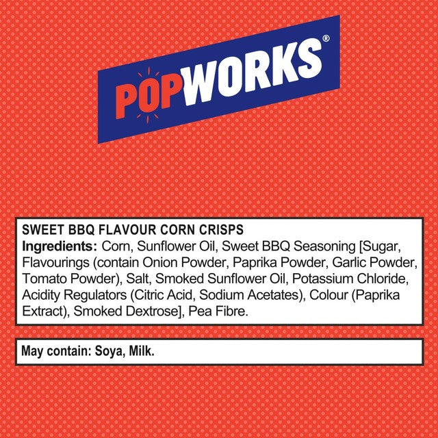 Popworks Sweet BBQ popped crisps 85g, imported from the UK